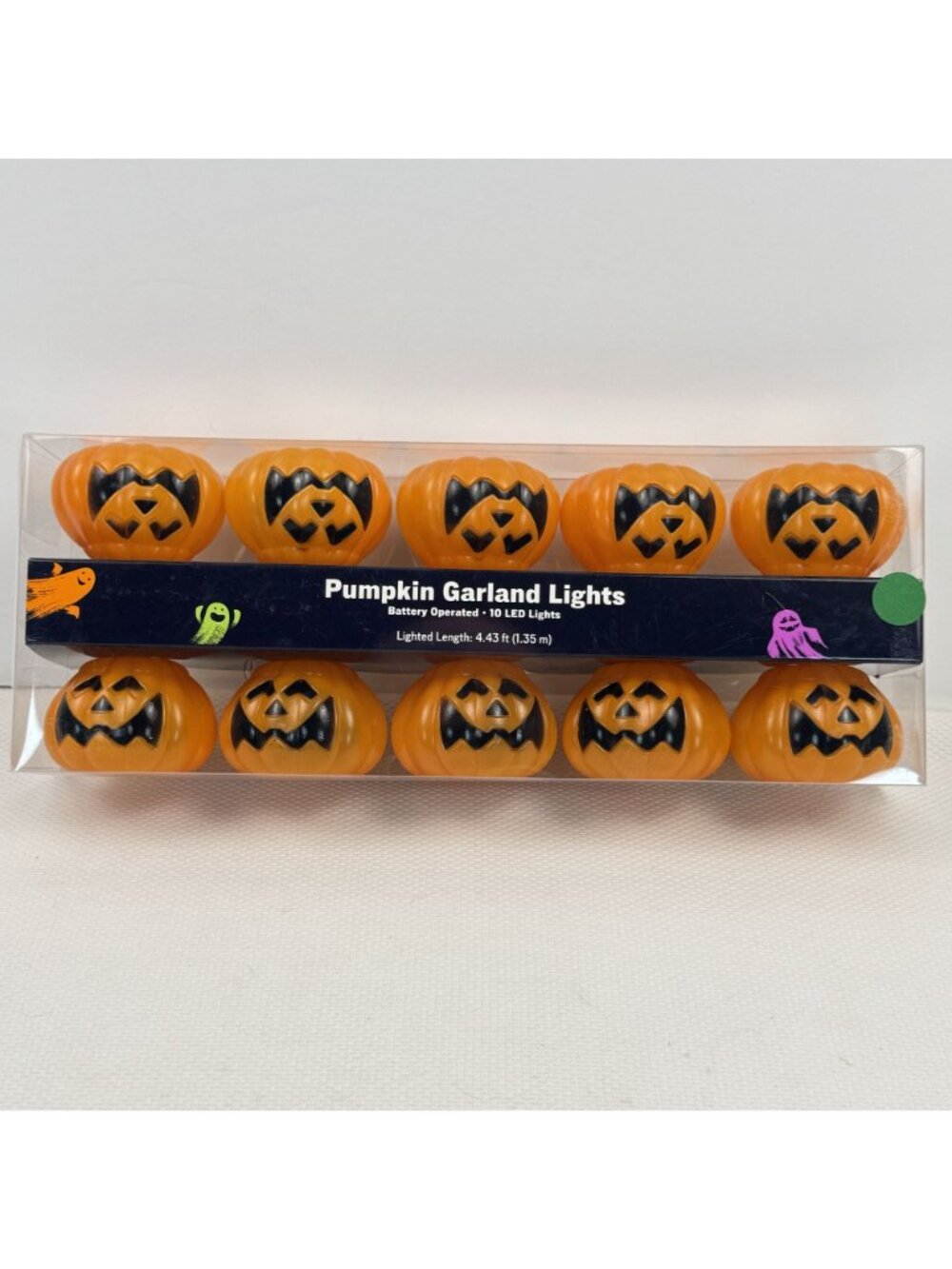 Halloween Pumpkin Garland Light String 10 LED Battery Operated Indoor 6 ft NEW - Picture 2 of 8